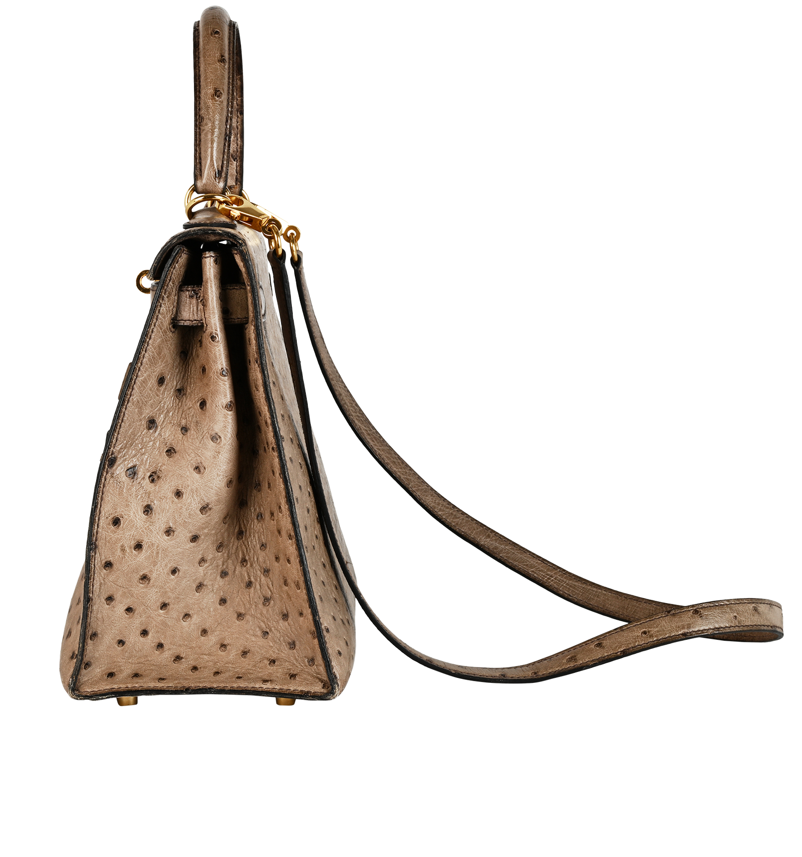 Kelly 28 In Ostrich Mousse, &pound;14,000, Handbags, Taupe, Ostrich, Bottom view